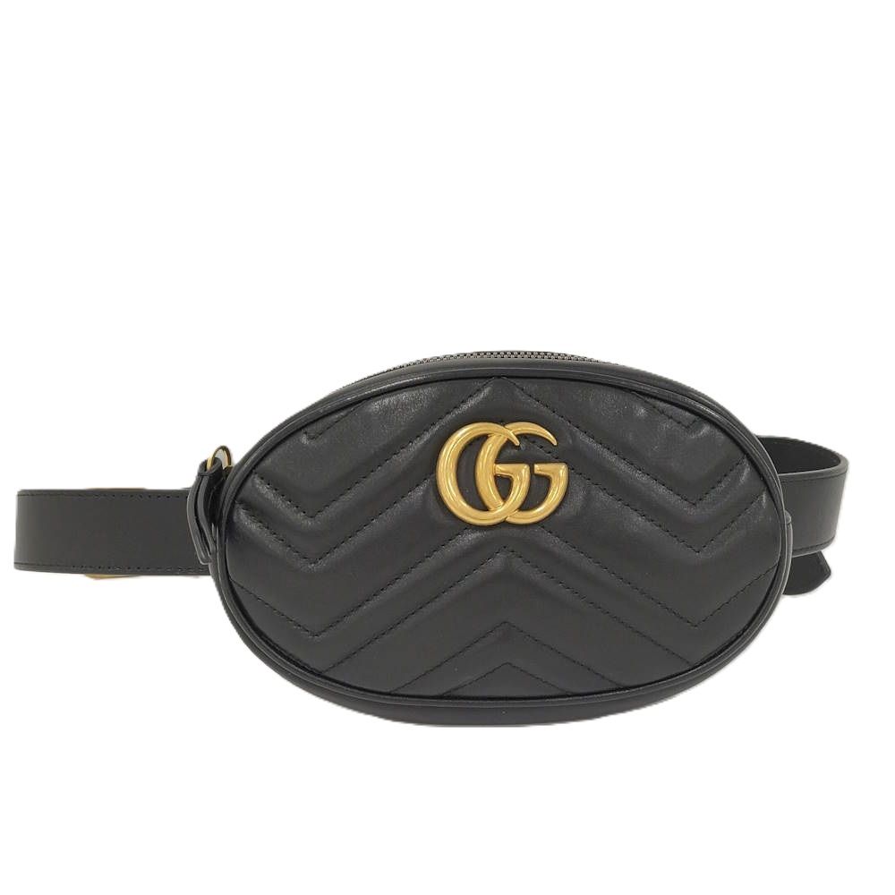 GUCCI GGマーモント・ウエストポーチ ブラック レザー 476434