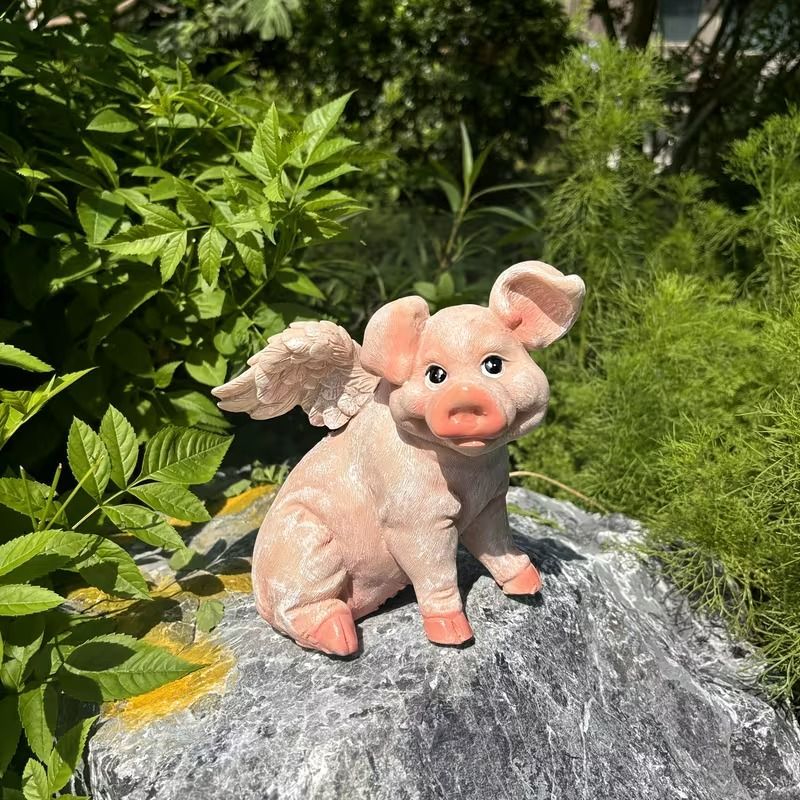 フライングピッグ 置物 アイスクリスタルピンク 樹脂製 豚のオブジェ ガーデンデコレーション 屋外装飾 庭園 芝生 バルコニー インテリア 卓上アート フィギュア 動物モチーフ かわいい豚像 癒し系ホームデコ 雑貨 おしゃれな玄関飾り クリスマス ハロウィン