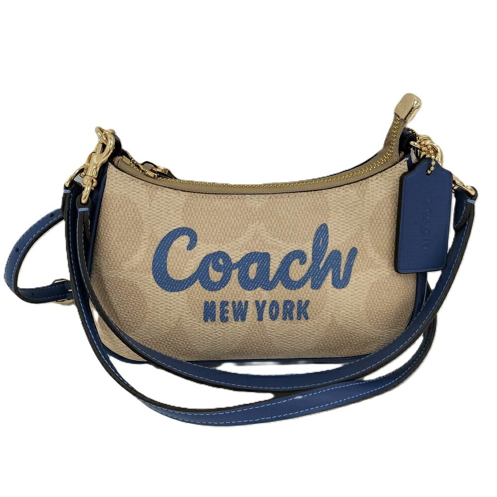 COACH 2WAYバッグ シグネチャー レザー PVC ブルー CY734