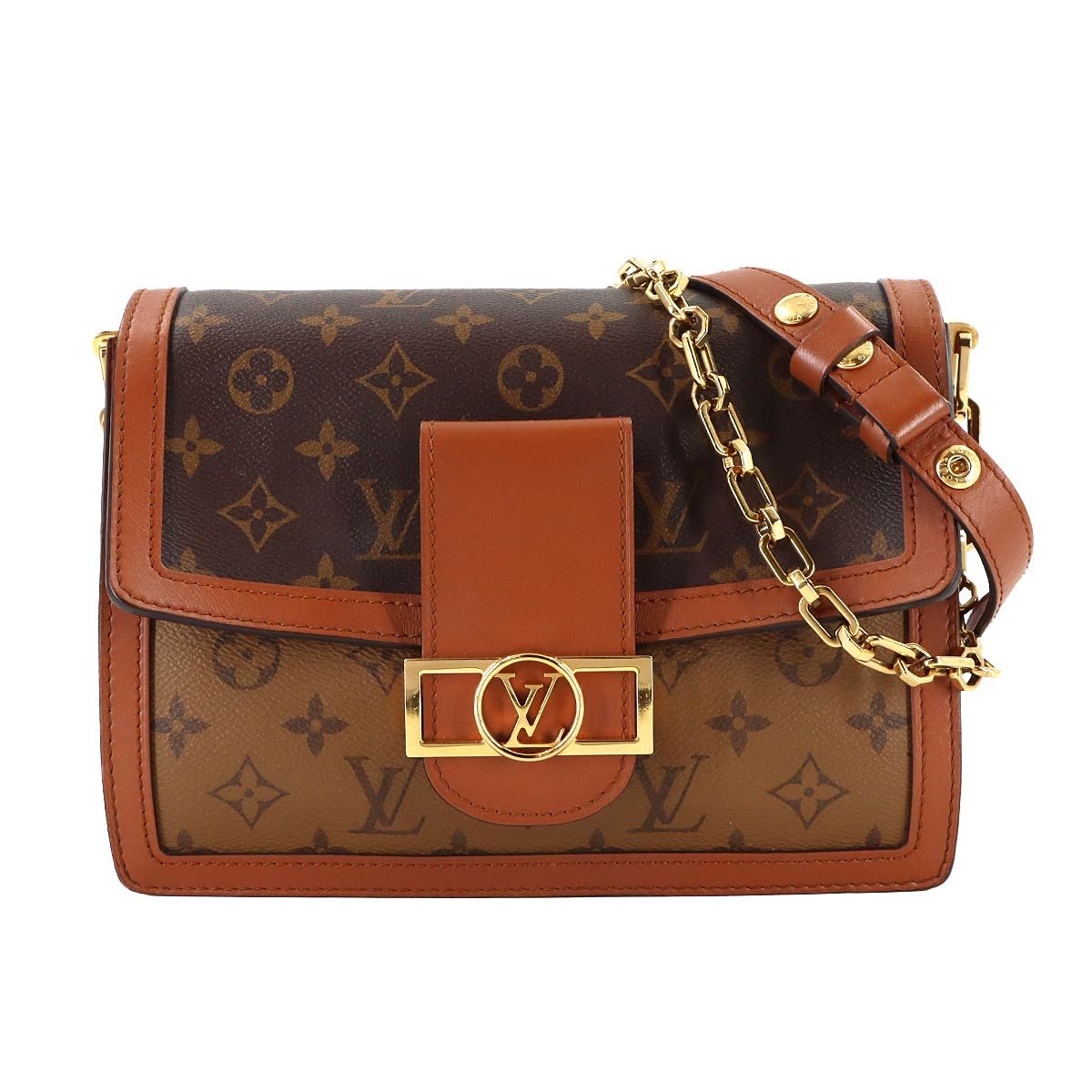 美品 ルイ ヴィトン LOUIS VUITTON モノグラム リバース ドーフィーヌ MM ショルダー バッグ ブラウン M45958 Dauphine MM 90314138