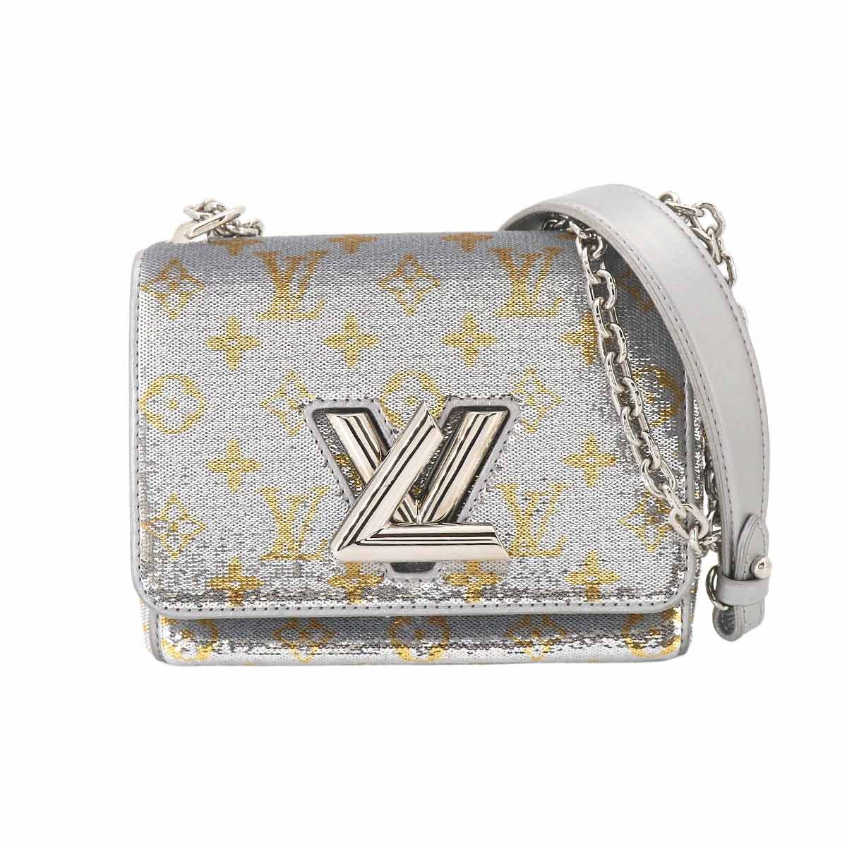 新品同様 ルイ ヴィトン LOUIS VUITTON モノグラム スパンコール ツイスト PM チェーン ショルダー バッグ シルバー Twist PM 90327358