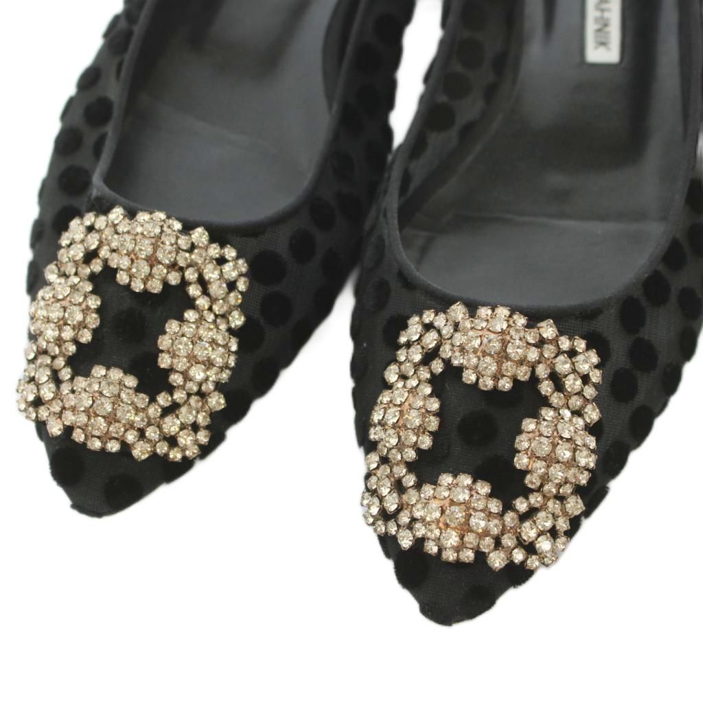 マノロブラニク MANOLO BLAHNIK HANGISI シースルードットフラット