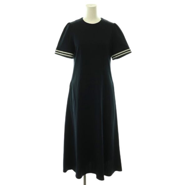 ボーダーズアットバルコニー BORDERS at BALCONY 24SS FLARE TEE DRESS フレアTEEドレス ワンピース ボーダー 切替 ミモレ ロング 36 紺 ネイビー 白 ホワイト BD2411I-2K-68 /BB ■OS ▲H