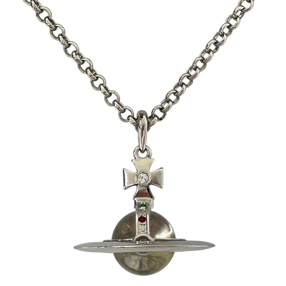 Vivienne Westwood Vivienne Westwood New Small Orb Necklace Pendant 63020096 Metal Rhinestone Silver Luxury Elegant Accessory Jewelry Women's Gift Present Formal