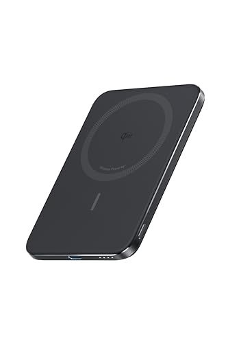 Anker Nano Power Bank (5000mAh, MagGo, Slim) ブラック | Qi2認証 ワイヤレス充電 最大出力15W MagSafe対応 マグネット式ワイヤレス充電対応 コンパクト スリ 軽量 薄型 8.6mm 小型 iPhpms