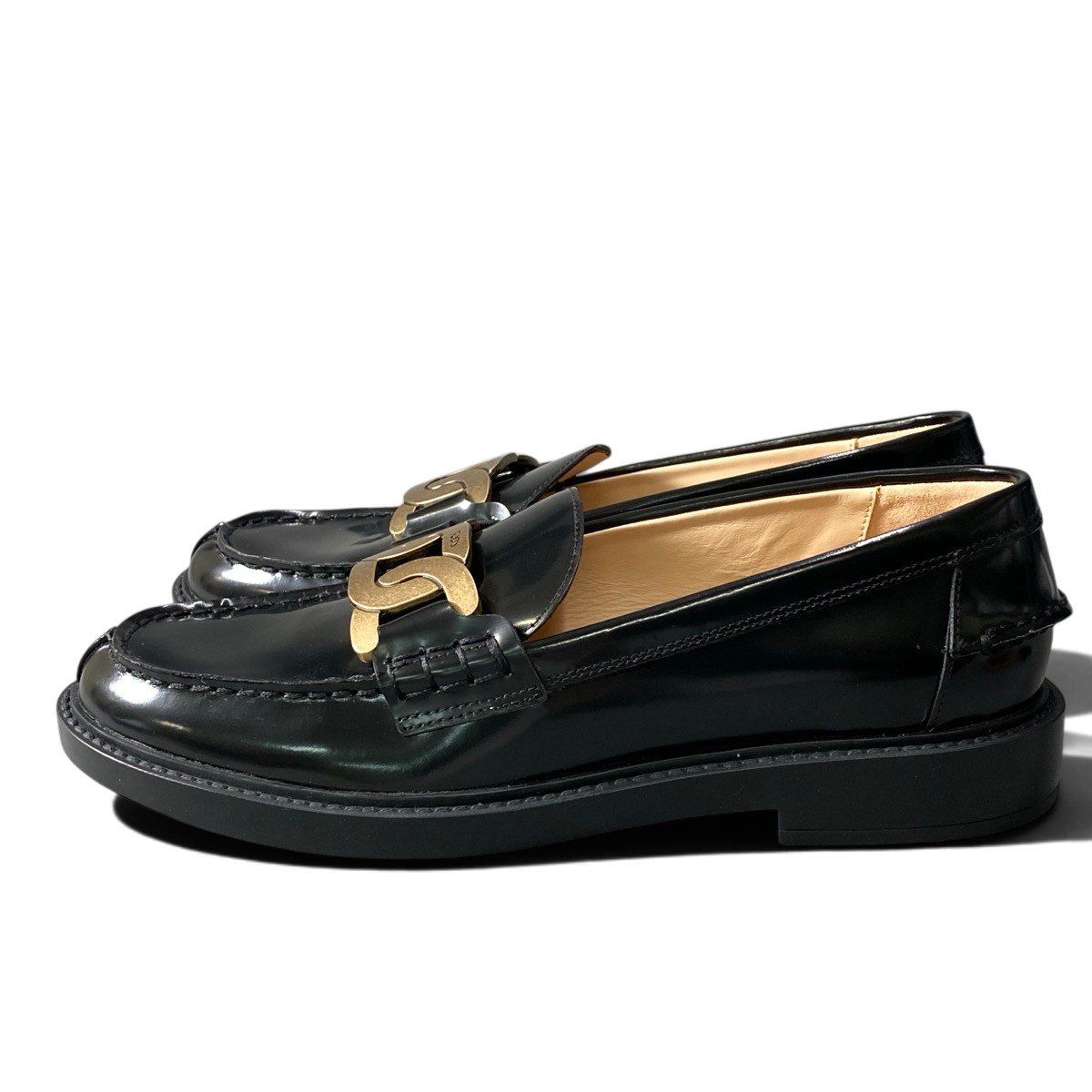g31 TOD'S ケイト レザー ローファー チェーンモチーフ イタリア製 38