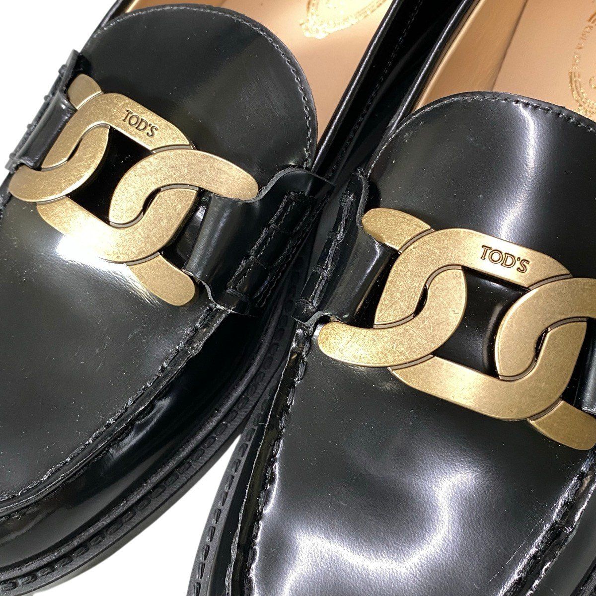 g31 TOD'S ケイト レザー ローファー チェーンモチーフ イタリア製 38