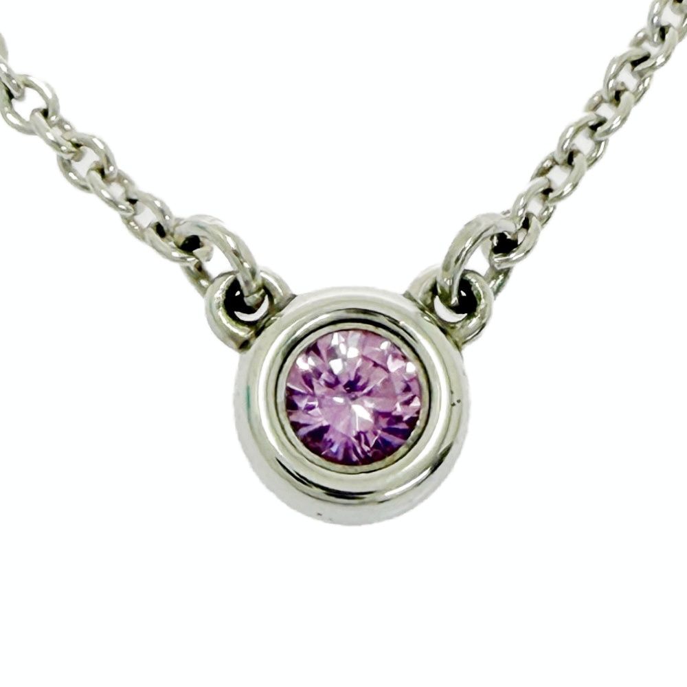 【中古】【箱付き】 TIFFANY&Co. ティファニー シルバー ピンクサファイヤ バイザヤード ネックレス 1.6g 925刻印 621124 ネックレス