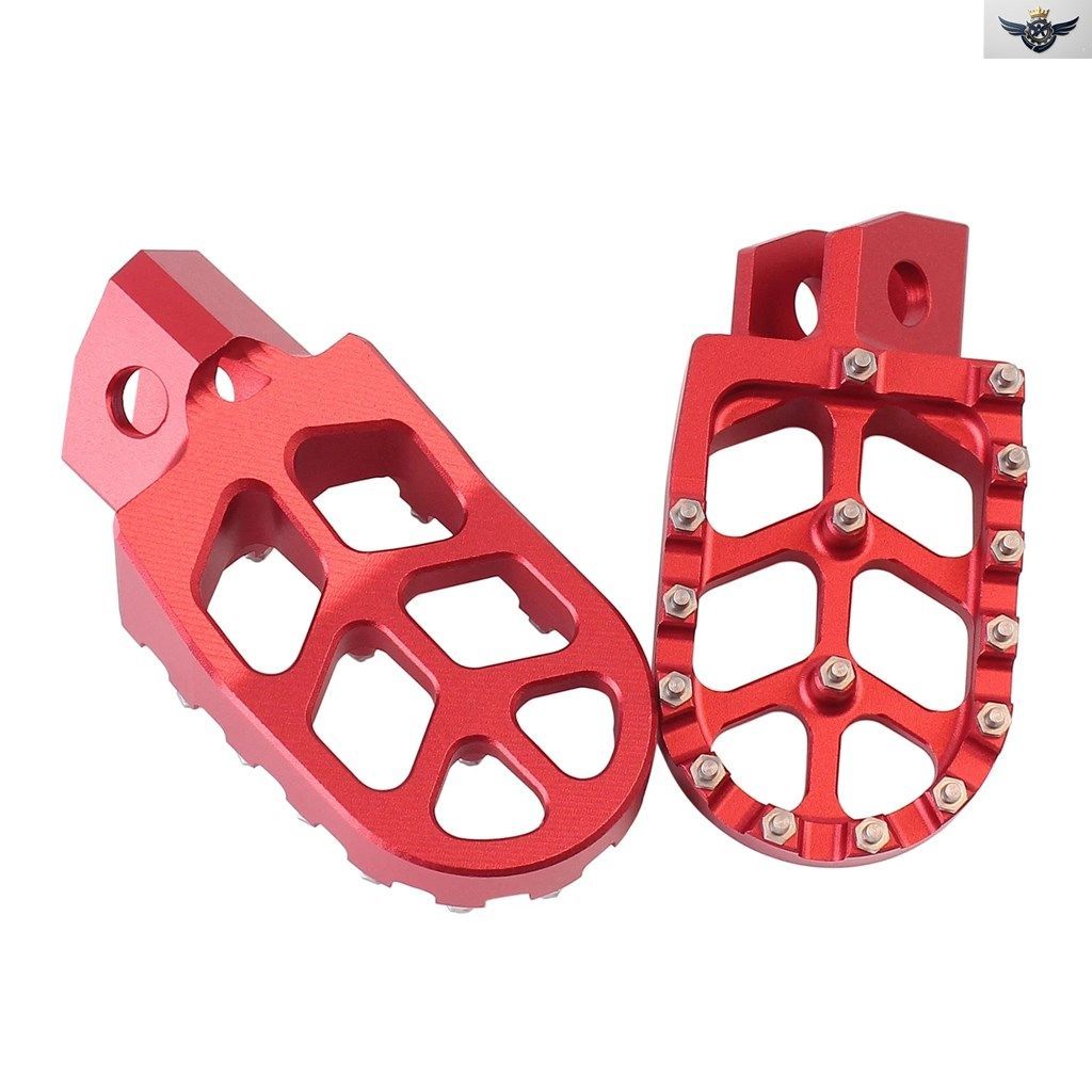 オートバイ用 レッドブルー ビレット ワイドフットペグ フットレスト