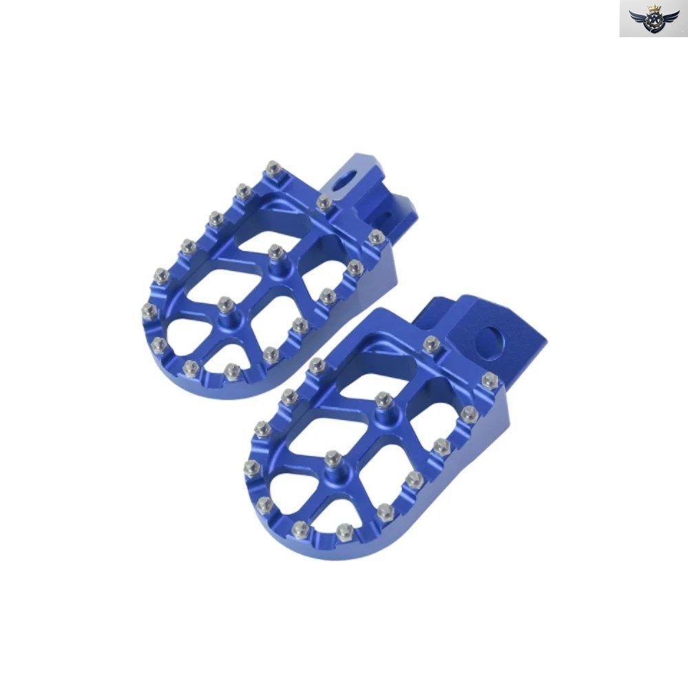 オートバイ用 レッドブルー ビレット ワイドフットペグ フットレスト