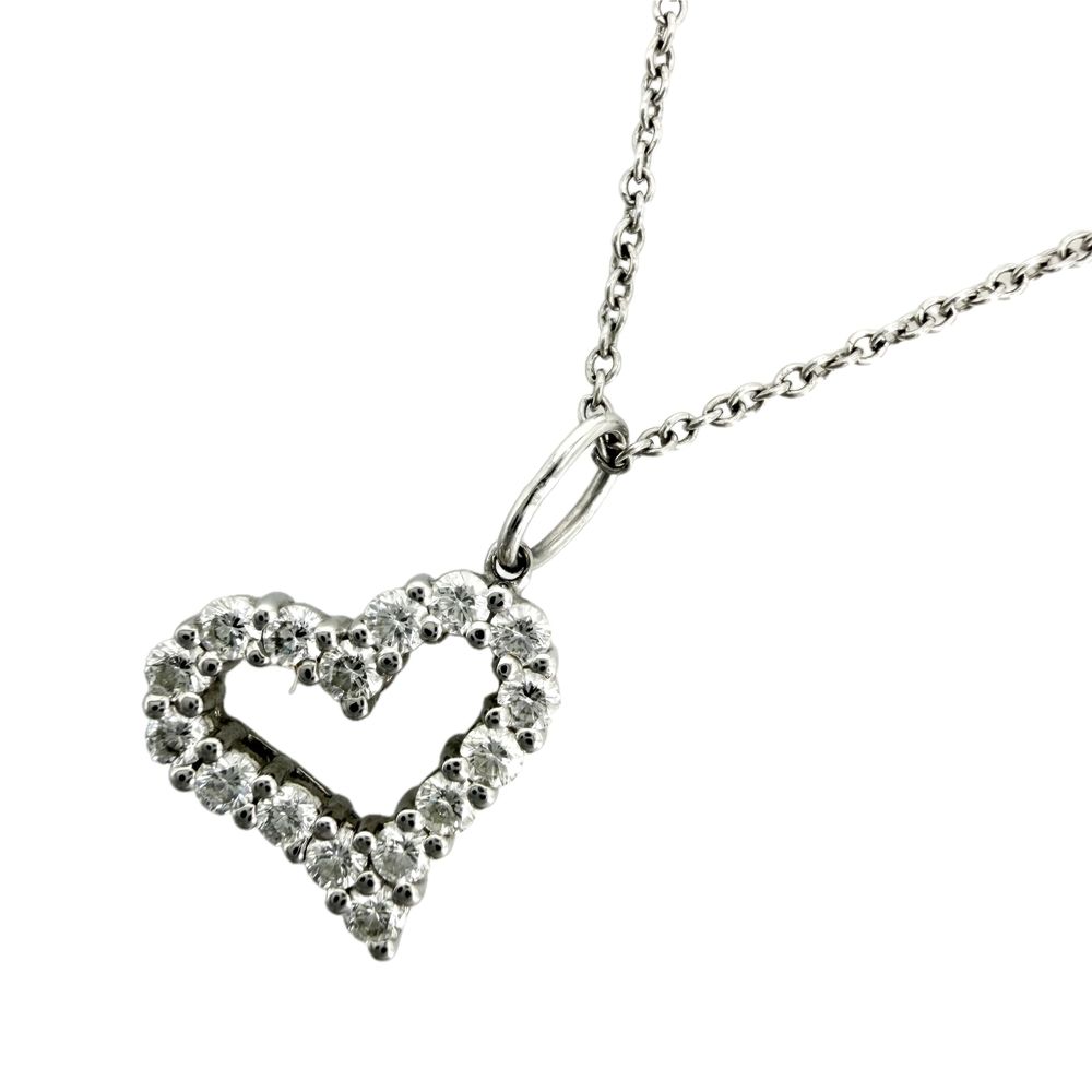 ティファニー ネックレス レディース センチメンタル ハート ペンダント ジュエリー アクセサリー TIFFANY&Co. Pt950プラチナ ダイヤモンド 約3.6g 美品【中古品】