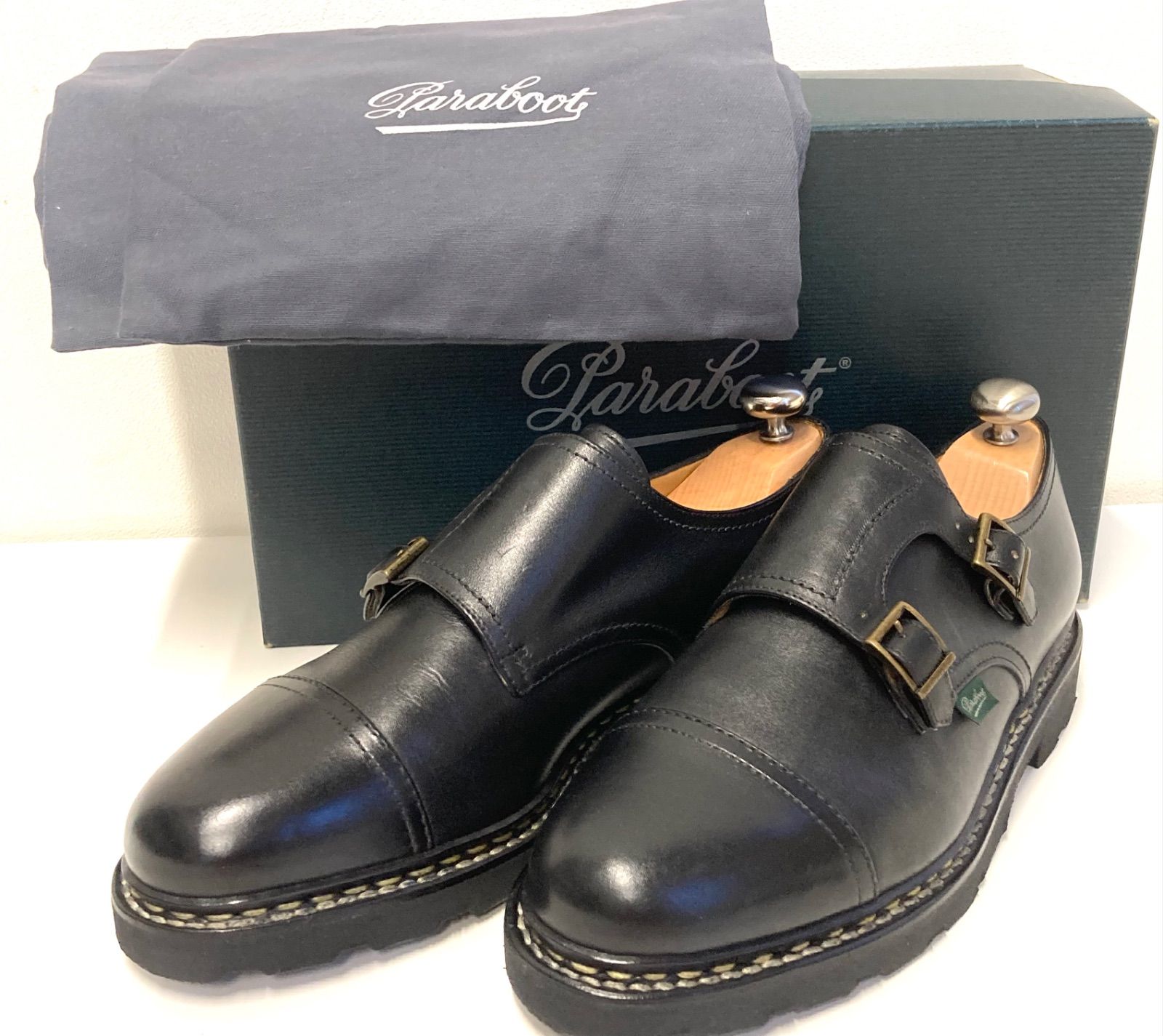 パラブーツ Paraboot パラブーツ ウィリアム レザー ダブルモンクシューズ メンズ ブラック 7 1/2 981412 7 1/2 Paraboot パラブーツ ダブルモンク WILLIAM ウィリアム レザーシューズ