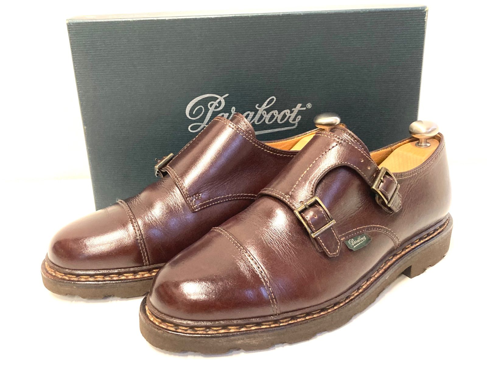 Paraboot　パラブーツ　ダブルモンク WILLIAM ウィリアム レザーシューズ 赤茶 ブラウン 革靴 サイズ7 1/2E JP26～26.5cm メンズ 純正シューツリー付属 32,370円