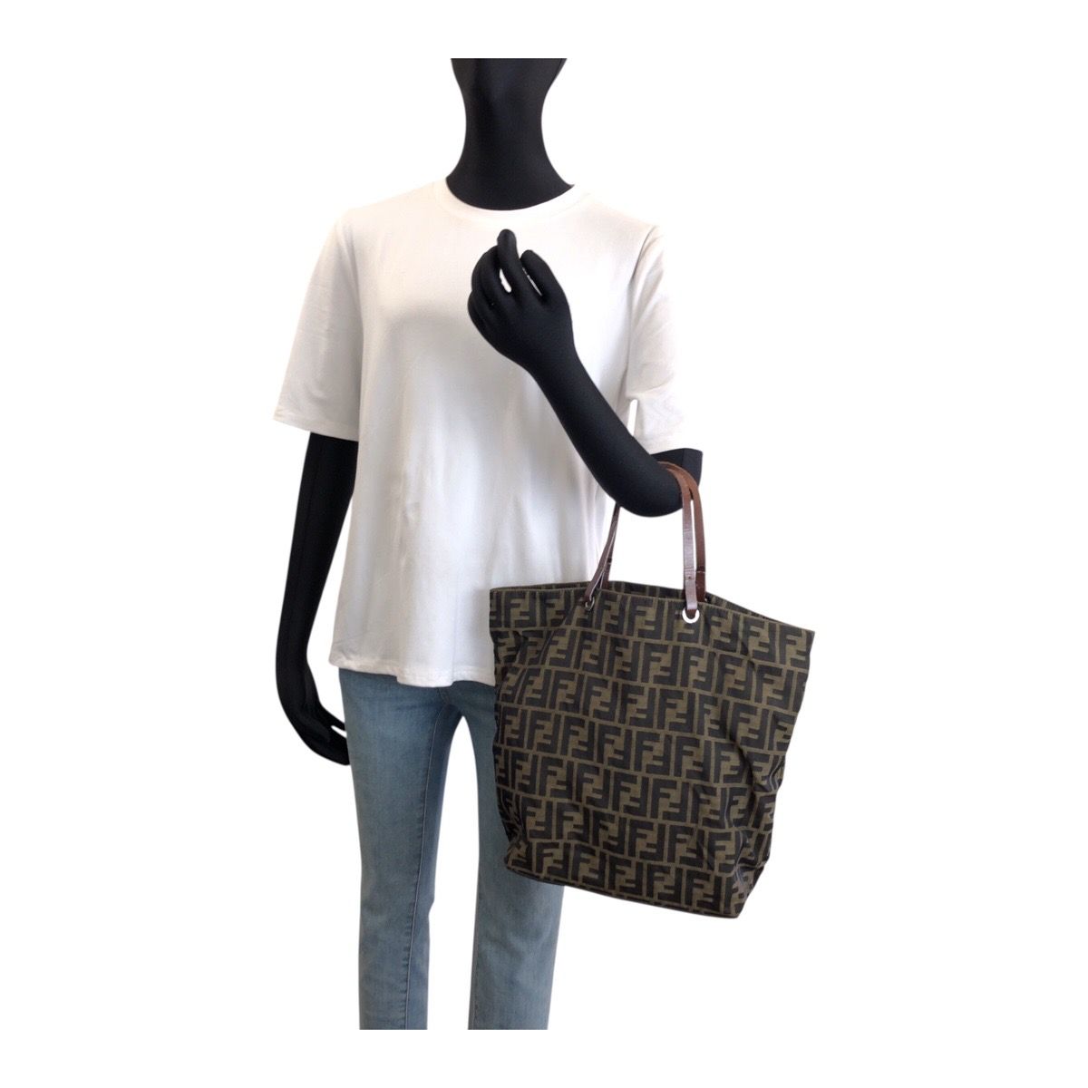 FENDI フェンディ ズッカ ブラウン シルバー金具 キャンバス/レザー 