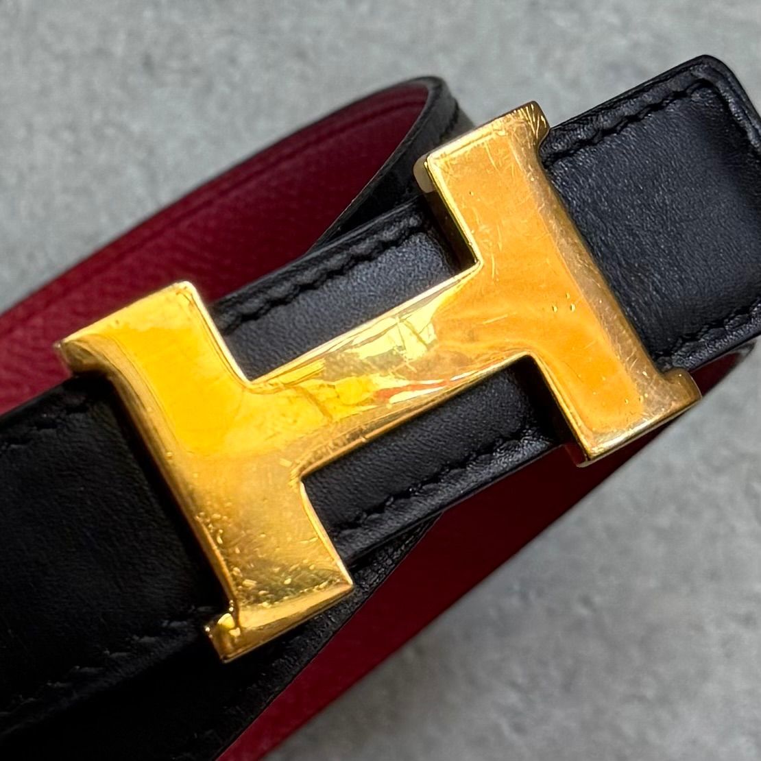 HERMES エルメス コンスタンス Hベルト ブラック 黒 赤 ゴールド金具