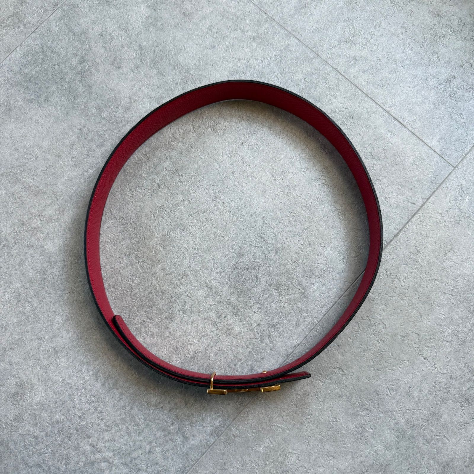 HERMES エルメス コンスタンス Hベルト ブラック 黒 赤 ゴールド金具