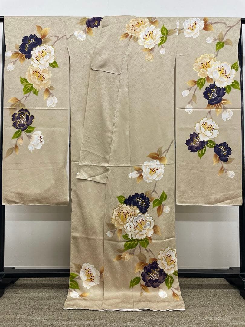 振袖 仮絵羽 舞台衣装 刺繍 金彩 正絹 未仕立て品 八掛付き MOK945