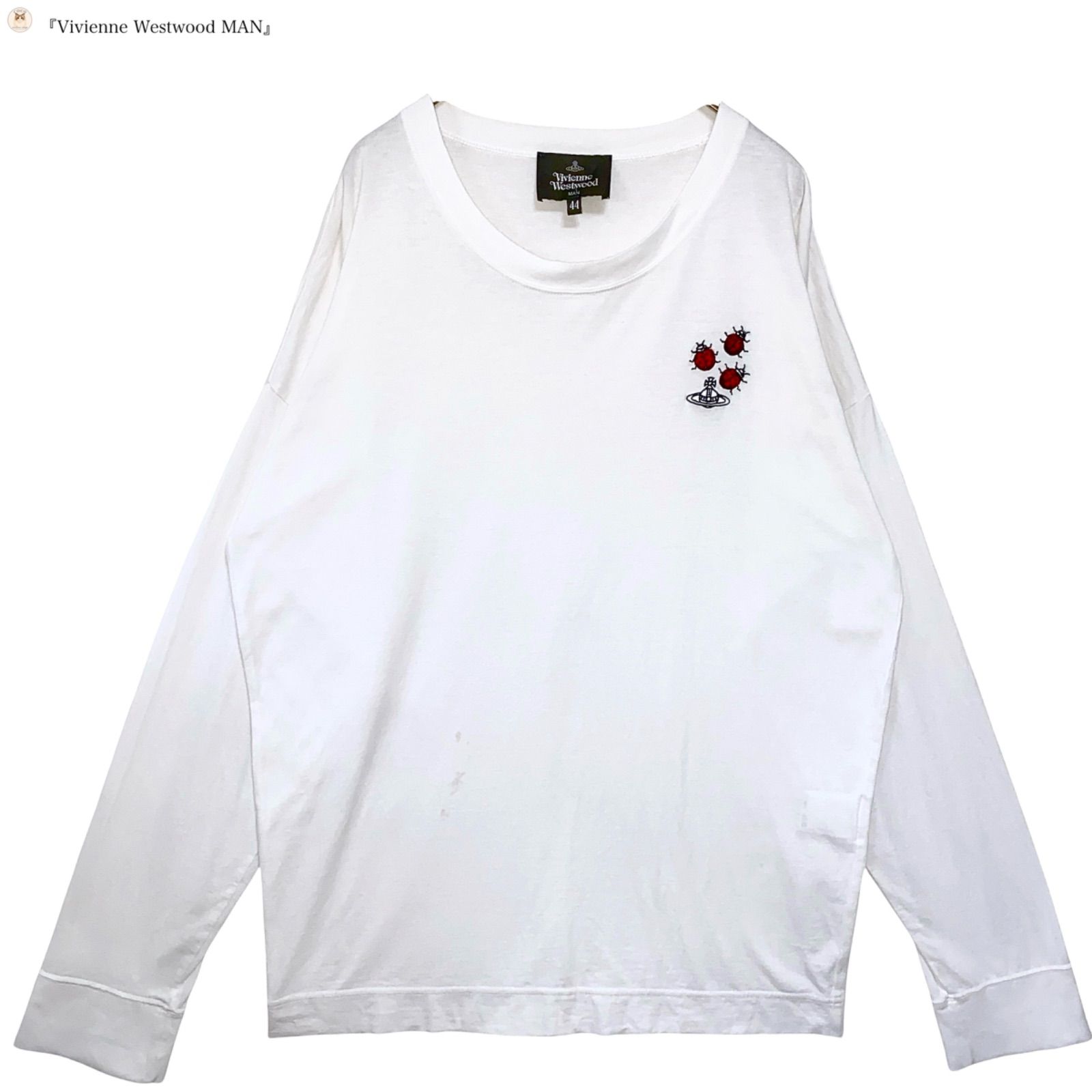 Vivienne Westwood MAN 長袖カットソー てんとう虫刺繍 Vivienne Westwood MAN オーブ テントウムシ刺繍 ロンT 白 44 - メルカリ