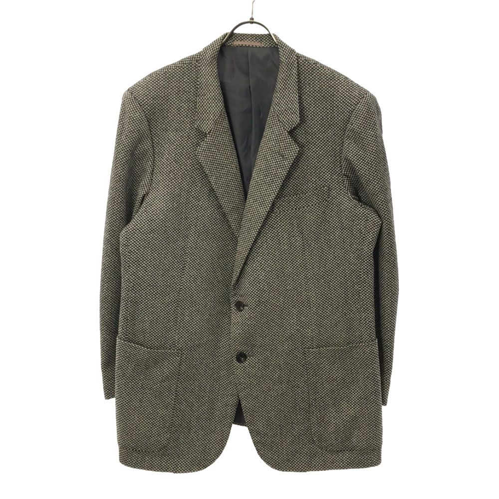 Aquascutum アクアスキュータム 90s ウール オールド 総柄 テーラードジャケット 100BE6 ブラック系 裏地付き メンズ 古着