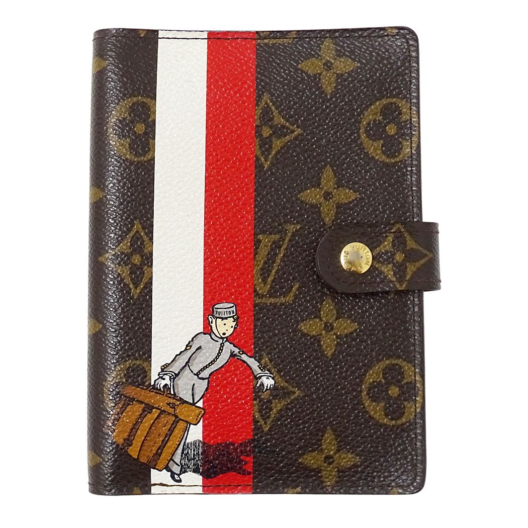 ルイ・ヴィトン LOUIS VUITTON 手帳カバー モノグラム グルーム レディース ブランド アジェンダ PM ルージュ R20018 ブラウン レッド 文房具 おしゃれ 【中古】