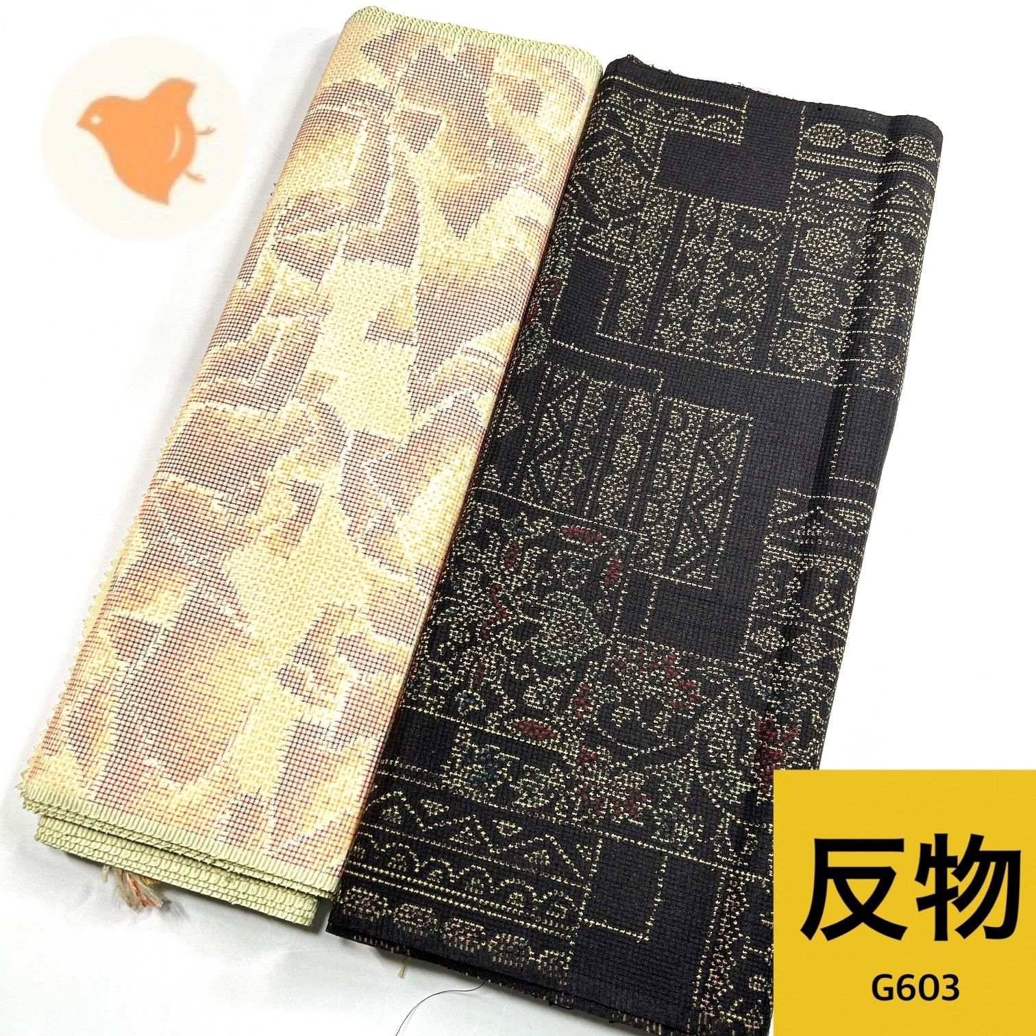 着物反物、紬、リメイク素材、正絹P61 アンティーク着物 大正ロマン青 