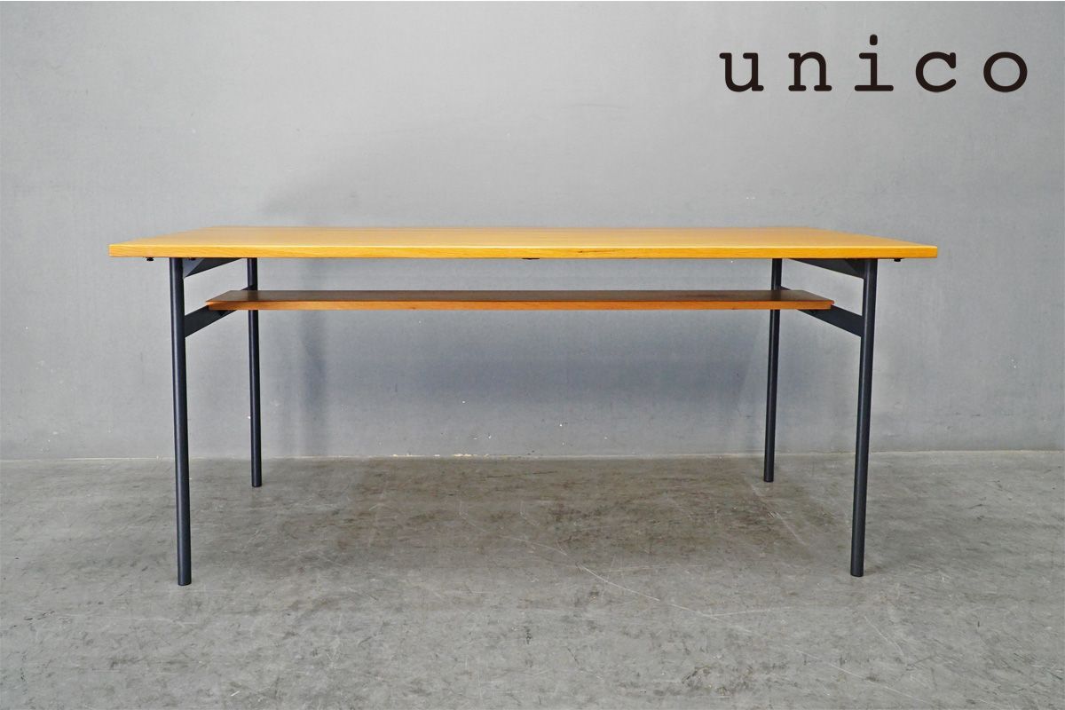 廃番 極美品 unico(ウニコ) DIX(ディクス) ダイニングテーブル オーク材 ナチュラル色 160cm 8.4万010723