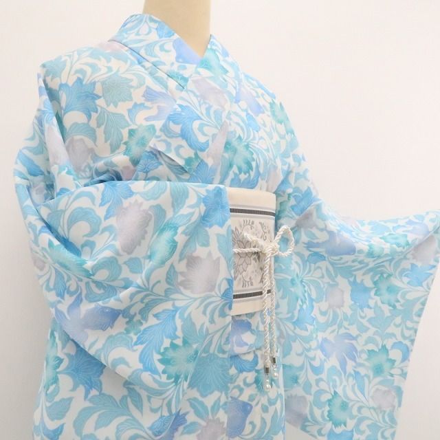 新品・浴衣】撫松庵 セオアルファ 型染金魚 洗える夏着物 仕付け糸付