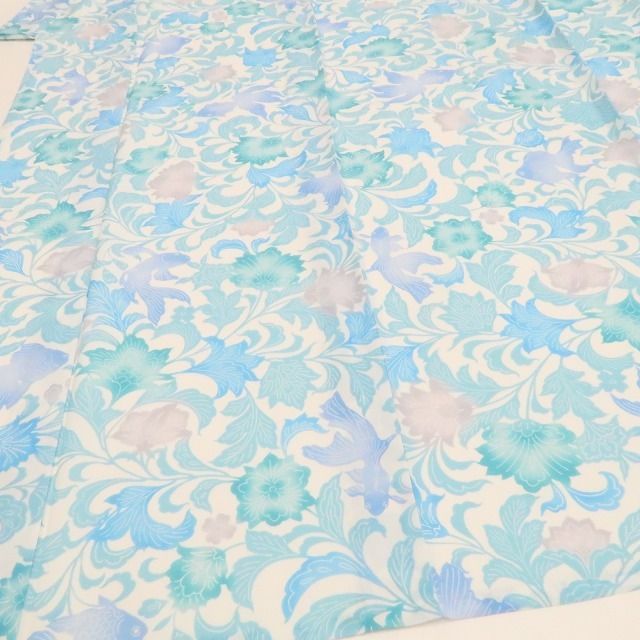 新品・浴衣】撫松庵 セオアルファ 型染金魚 洗える夏着物 仕付け糸付