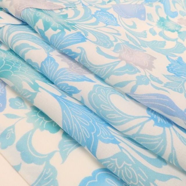 新品・浴衣】撫松庵 セオアルファ 型染金魚 洗える夏着物 仕付け糸付