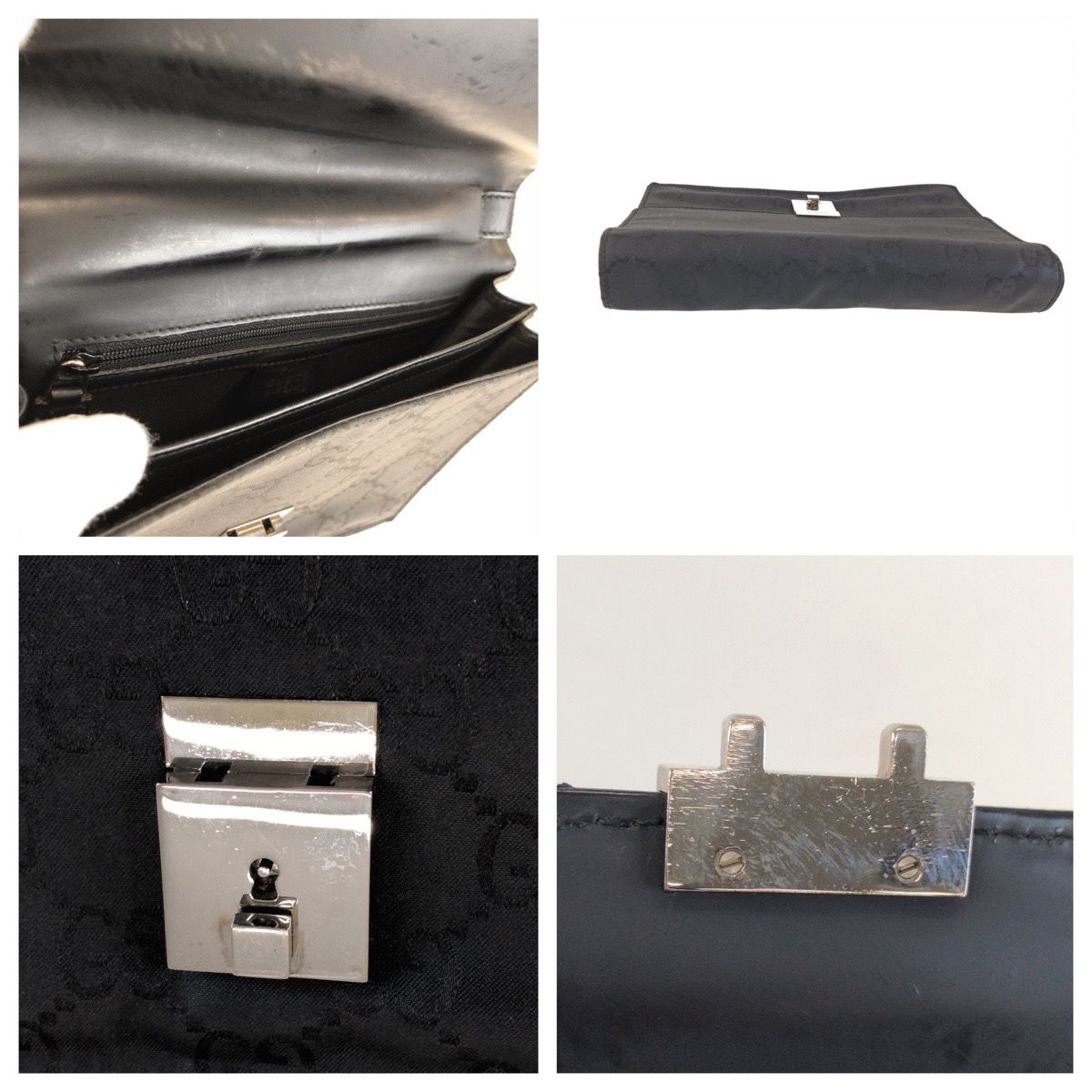 美品 GUCCI グッチ ブラック 黒 シルバー金具 ナイロン/レザー 018