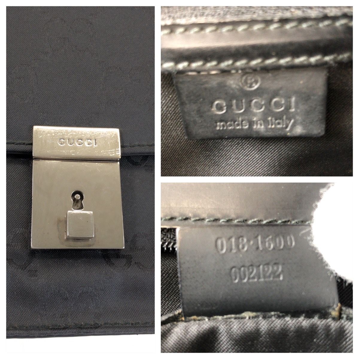 美品 GUCCI グッチ ブラック 黒 シルバー金具 ナイロン/レザー 018