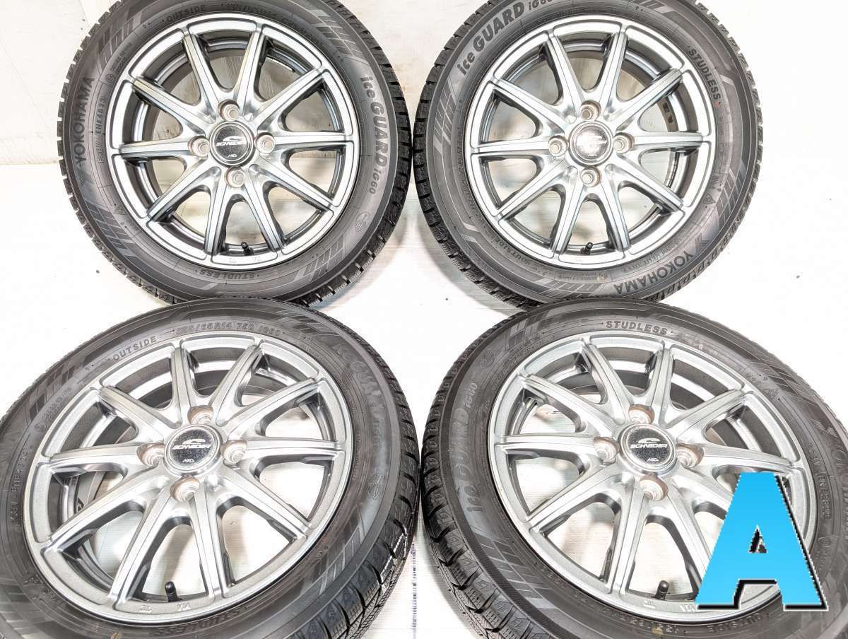 155/65R14 ヨコハマ アイスガード iG60 　 SCHNEDER 14x4.5 45 100-4穴 中古タイヤ スタッドレスタイヤ ホイールセット 4本セット w14260717910