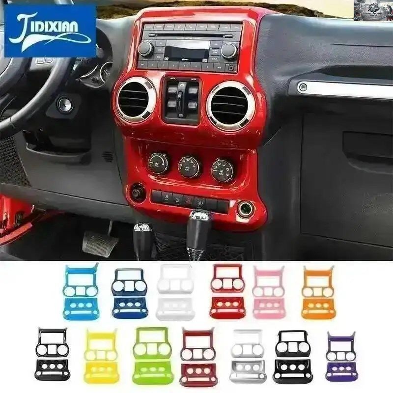 ABS製カーセンターコンソールエアコンスイッチ装飾カバー ジープ ラングラー JK 2011 - 17カスタム パーツ