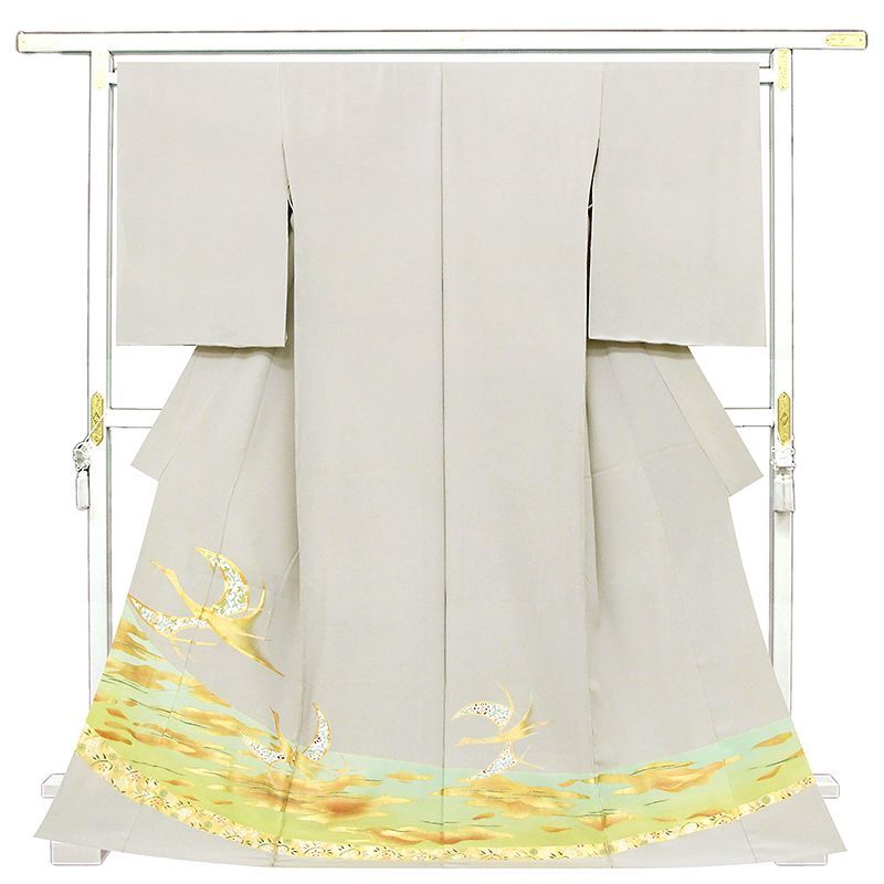 ※記念感謝祭【仕立無料】☆特撰本格加工手刺繍美術工芸と京友禅本加工染、本金仕様色留袖☆王朝雲取祝鶴文様（10012857）