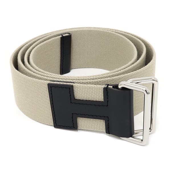 エルメス HERMES ベルト 《ノマド》 40 キャンバス レザー H081697CKAAM 黒 ベージュ W刻印(2024年製) 【中古】Sランク 47,520円