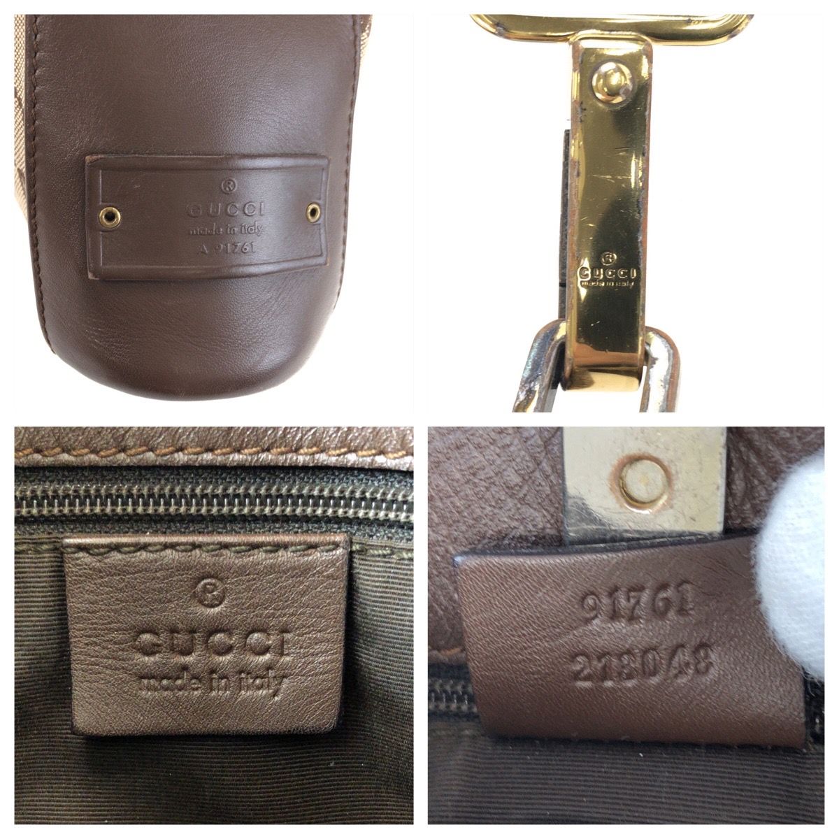 GUCCI グッチ ベージュ ブラウン ゴールド金具 GGキャンバス/レザー