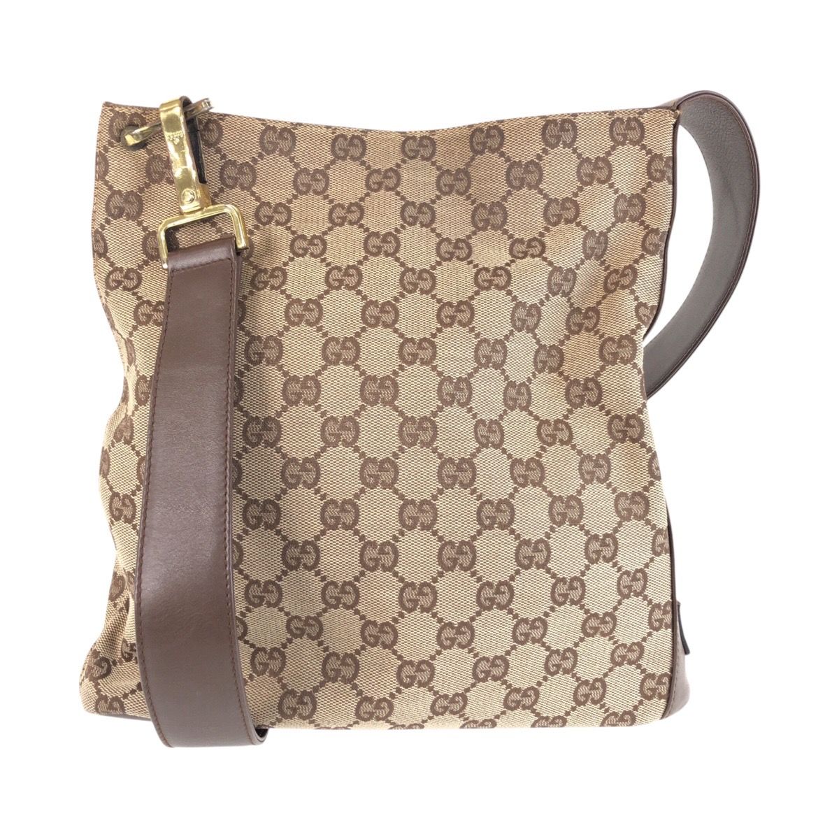 GUCCI グッチ ベージュ ブラウン ゴールド金具 GGキャンバス/レザー