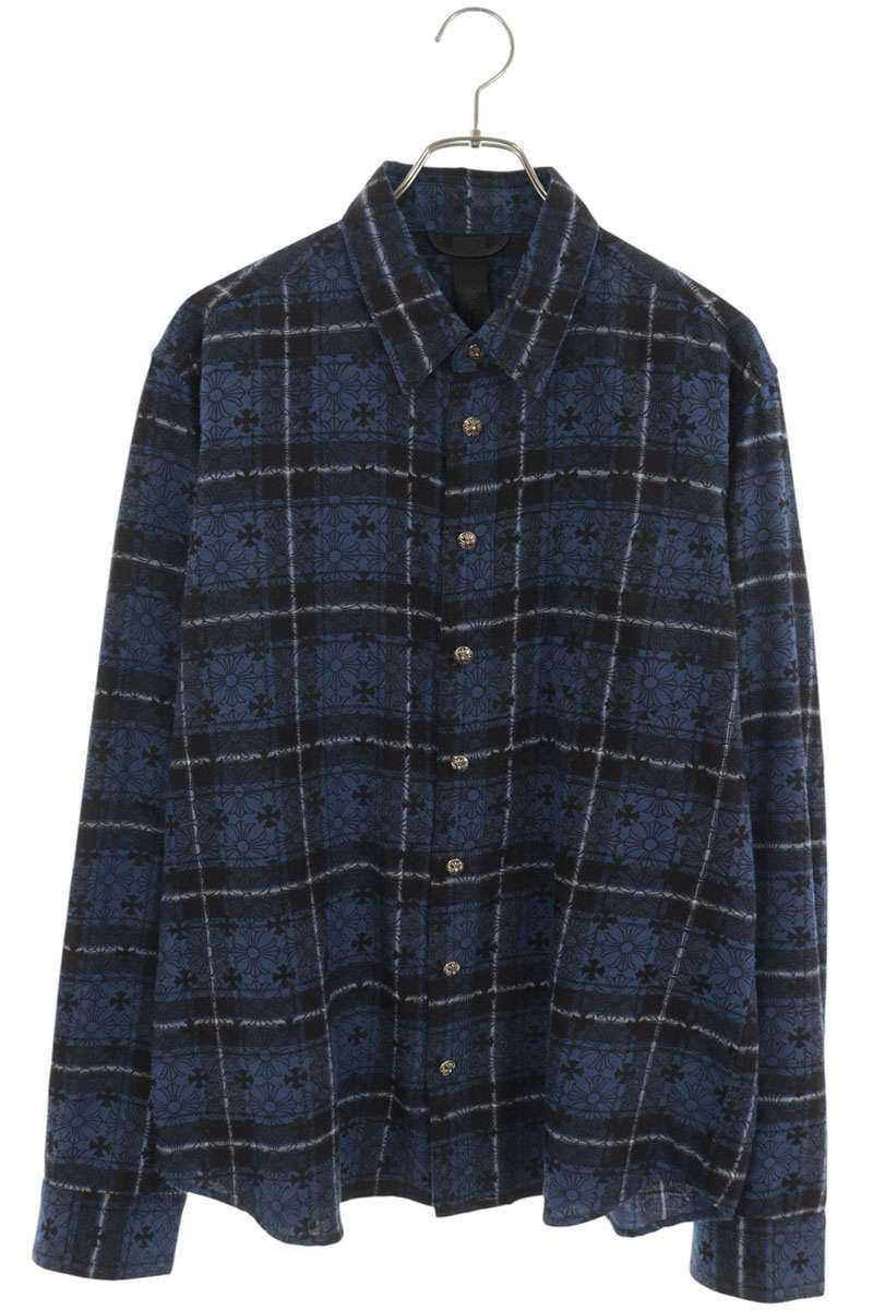 クロムハーツ LOOSEENDS LS CHECK/ルーズエンド クロスパッチ付クロス総柄チェック長袖シャツ メンズ L 405,855円