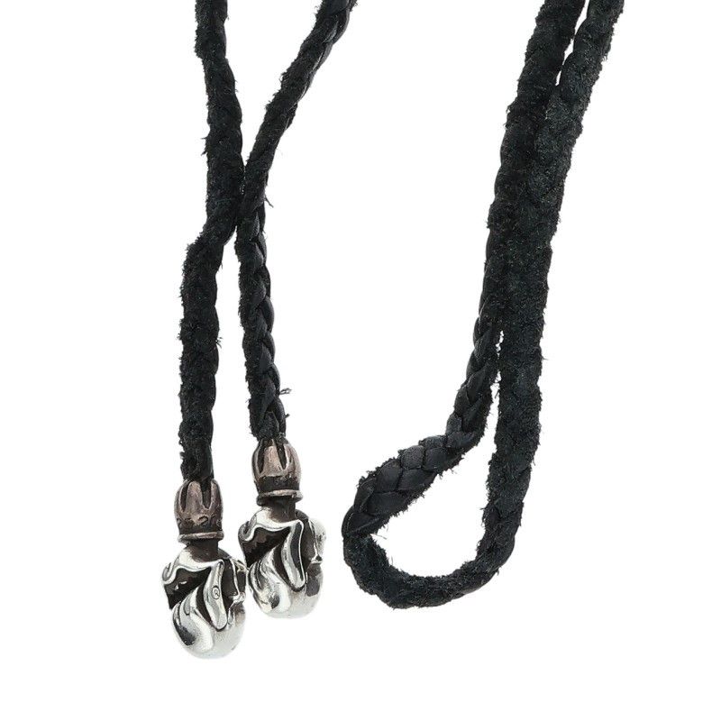 クロムハーツ LEATHER BRAID/リップアンドタンレザーブレード シルバーネックレス メンズ