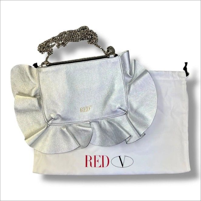 RED VALENTINO Rock Frill Ruffles Pochette ロックフリルラッフルズポシェット ショルダーバッグ 鞄 カバン レッドヴァレンティノ シルバー （427G）