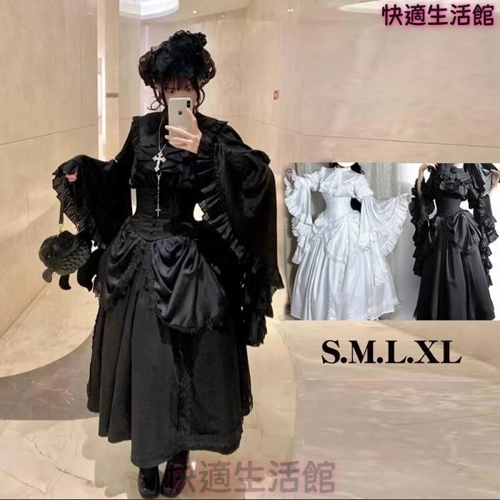 新品 仮装舞踏会 ロリータ ハイウエストスカート lolita 上着 ダーク系ゴシック風 ロング ジャンスカ lolita cla 仮装舞踏会 ハロウィン 黒 白 cp731
