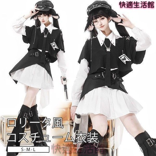 新品 ロリータ ワンピース アイドル風 バンド風 ハロウィン ショート丈 レディース 秋冬服 ゴスロリ Aライン ロリィタファッション 長袖 ロリータワンピース コスプレ 可愛い 仮装 コスチューム パーティ イベント 文化祭 cp731