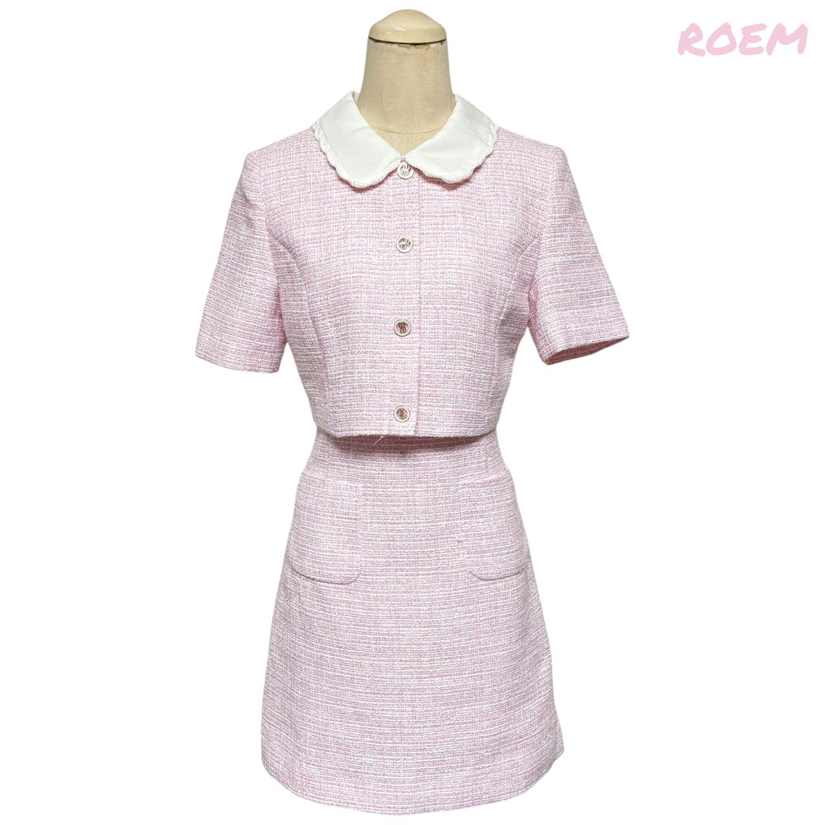 4125 ROEM ピンク セットアップ ミニ ツイードワンピース 6,561円