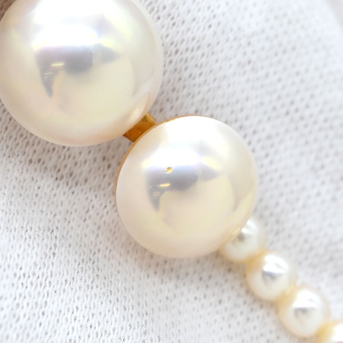 タサキ TASAKI ネックレス マベパール パールホワイト×イエローゴールド Au750 18K 18金 真珠 5P 5粒 グラデーション ライン アーチ 【中古】