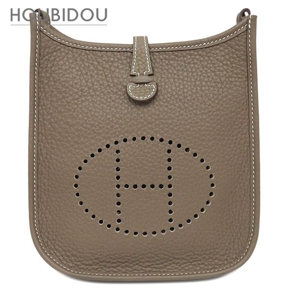 エルメス HERMES ショルダーバッグ エヴリン TPM 16 ロング アマゾン トリヨンクレマンス エトゥープ×ブルーインディゴ シルバー金具 グレージュ 紺 エブリン U 【箱】【中古】