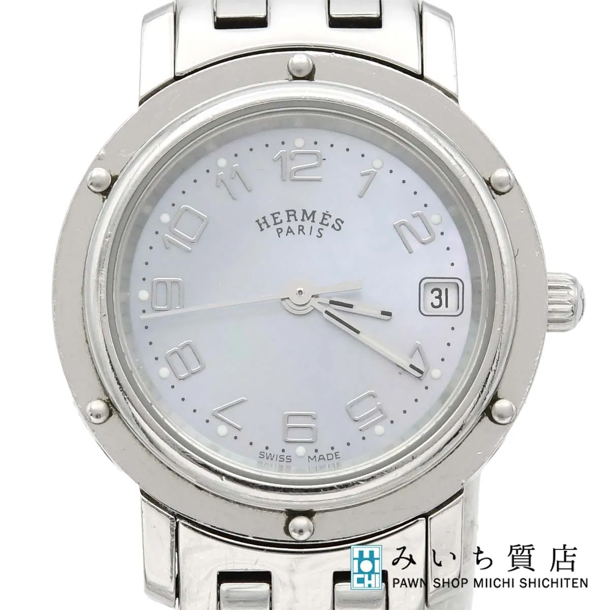 腕時計 稼働 HERMES エルメス クリッパー ナクレ CL4.210 クォーツ 