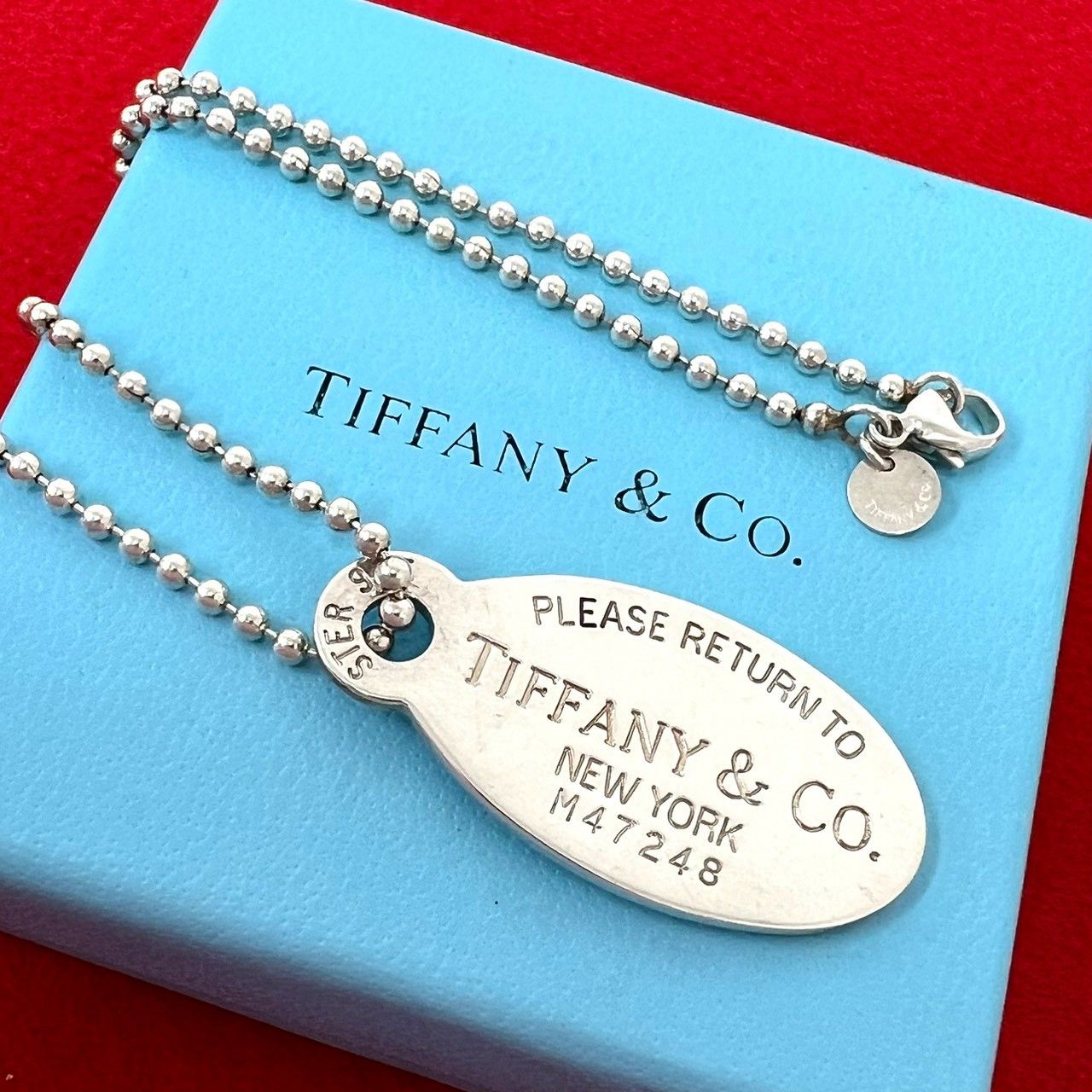 極 美品 TIFFANY&Co. ティファニー リターン トゥ オーバル ネックレス シルバー925 アクセサリー シルバー 28132