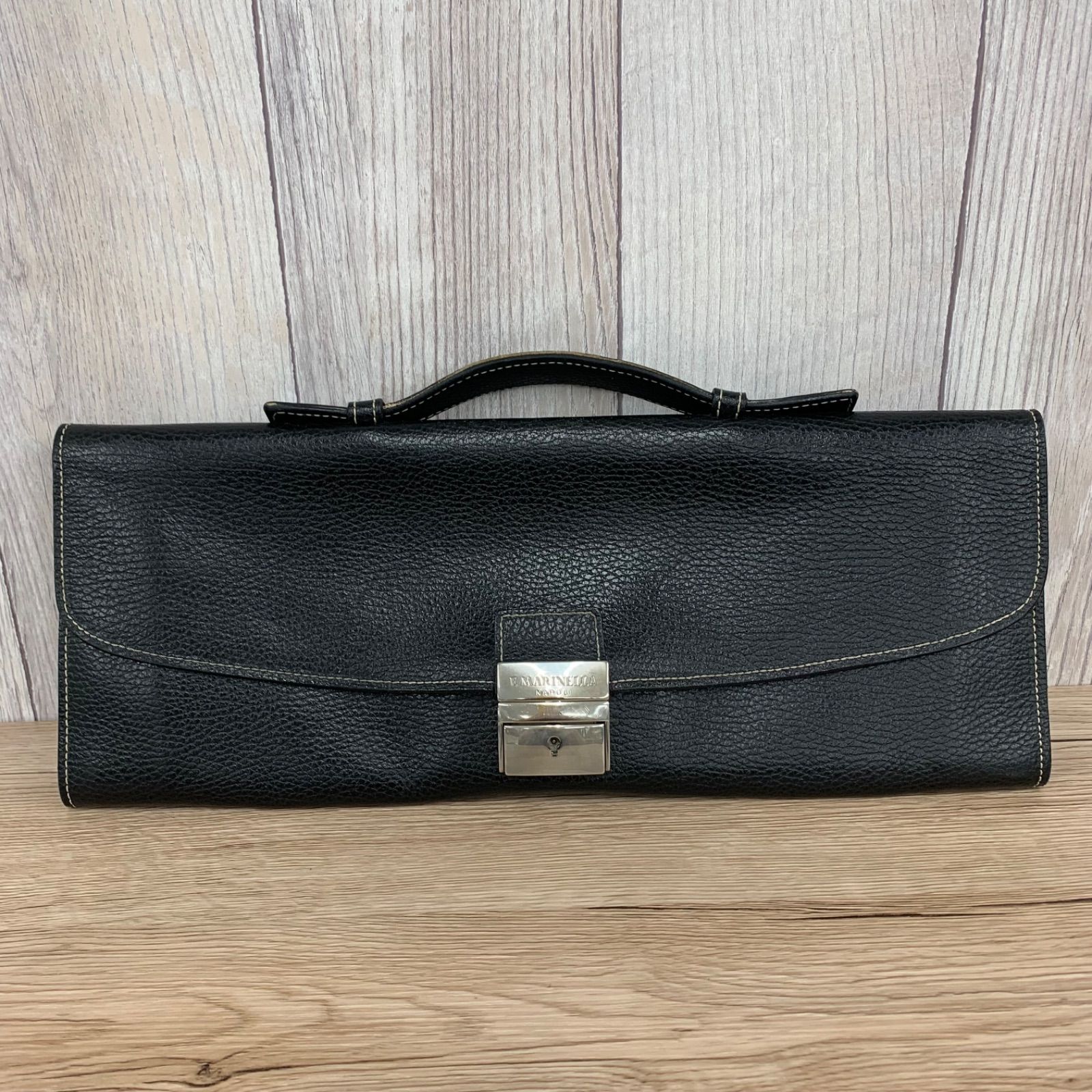 E.MARINELLA マリネッラ 折り畳み式ブリーフケース クラッチバック ソットブラッチョ ブラック イタリア製 平塚店 衣料品　㉓ 9,504円