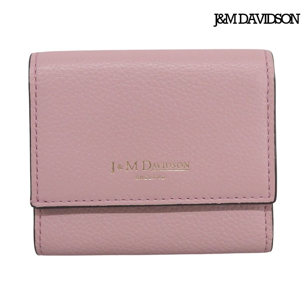 箱付き未使用 J＆Mデヴィッドソン J&M Davidson 10149 TWO FOLD WALLET レザー 三つ折り財布 コンパクト ウォレット ピンク 定価41040円