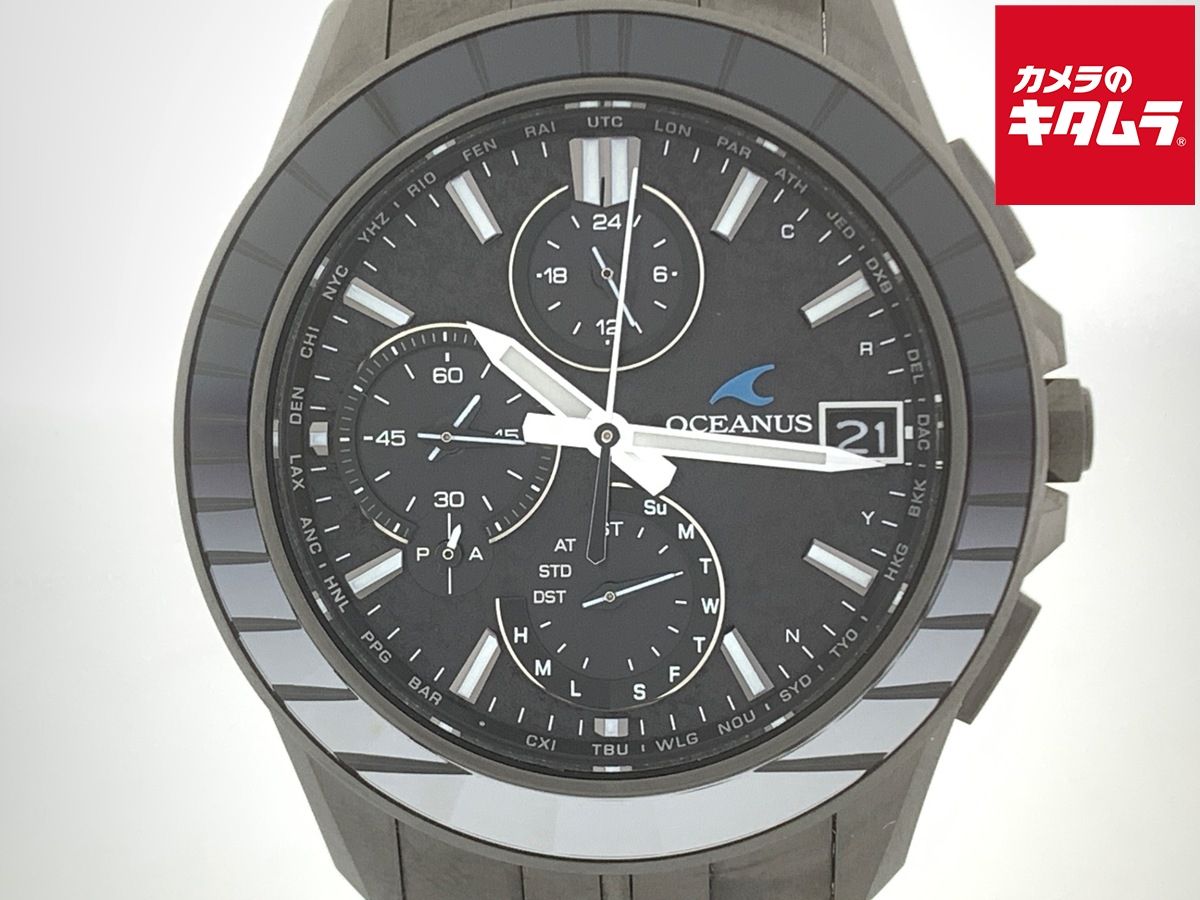 【中古】 【美品】 カシオ オシアナス マンタ ブラック OCW-S7000CN-1AJF チタン 江戸切子ベゼル